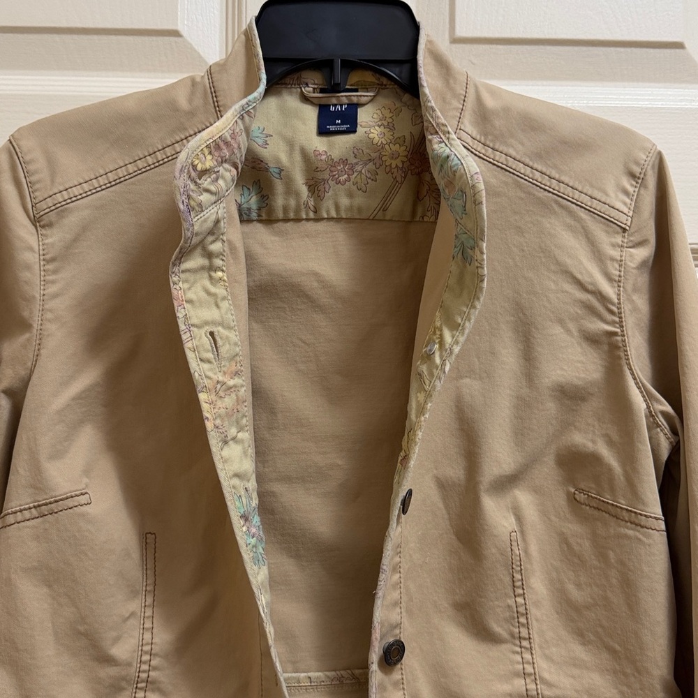 GAP Beige Utility Button-Front Jacket Cotton M - image 7